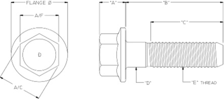 hex flange bolts diagram
